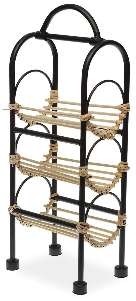 Suport pentru sticle de vin din metal, ratan 43.5X12X18