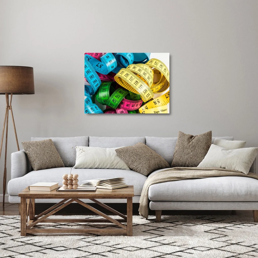 Tablou pe sticlă cu metri colorați (70x50 cm)