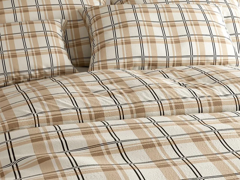Lenjerie de pat din micropile PLAID crem Dimensiune lenjerie de pat: 2 buc 70 x 90 cm | 200 x 220 cm