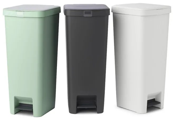 Coș cu pedală Brabantia StepUp 1005556, 40 L, Materiale ecologice, Deschidere mare, Gri deschis