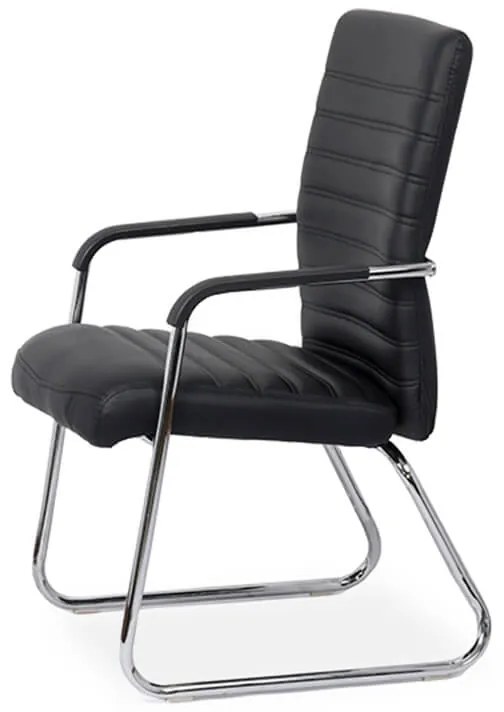 Scaun vizitator negru OFF 833 din piele ecologică cu cadru cromat