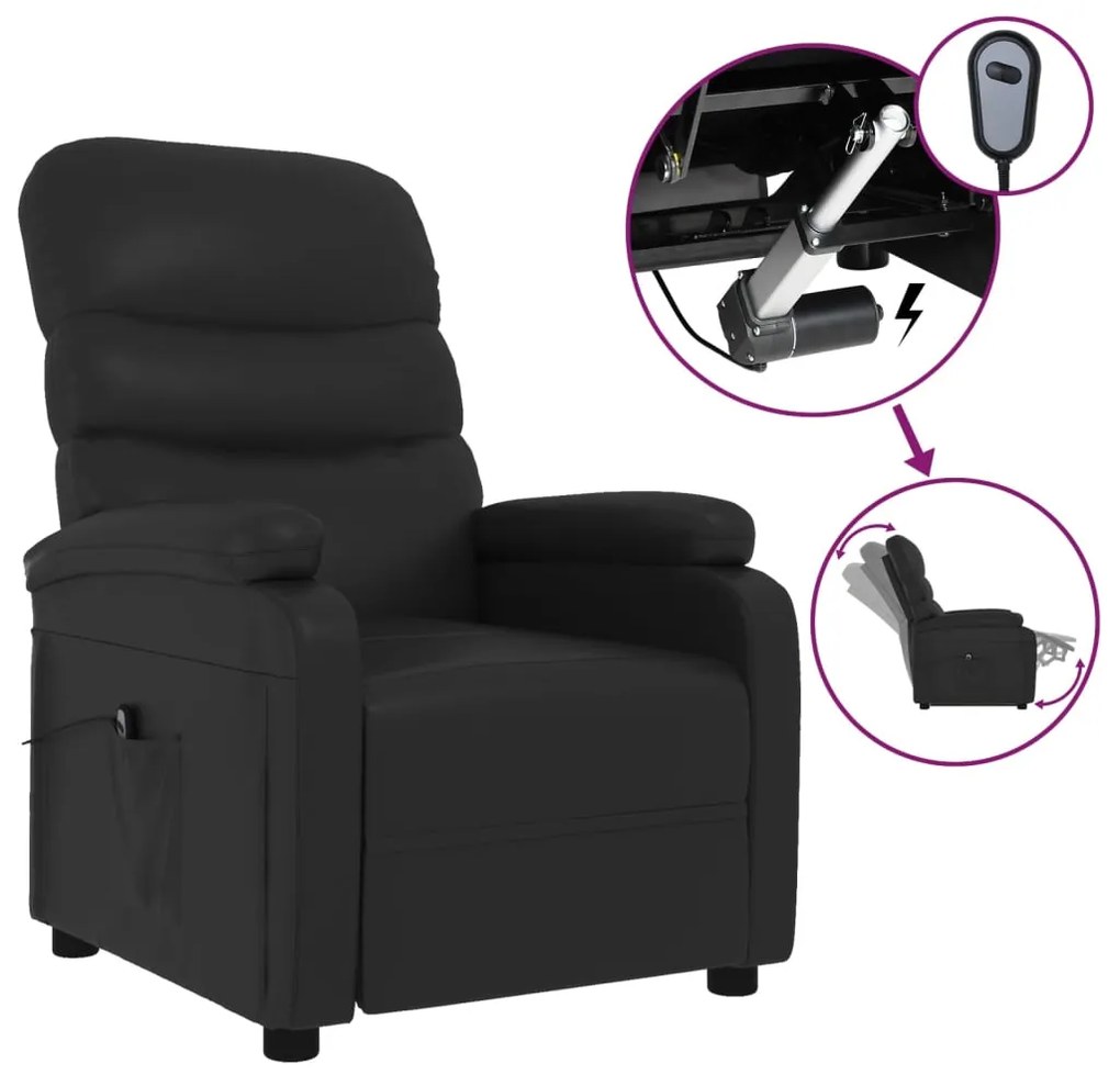 3073670 vidaXL Fotoliu rabatabil electric, negru, piele ecologică