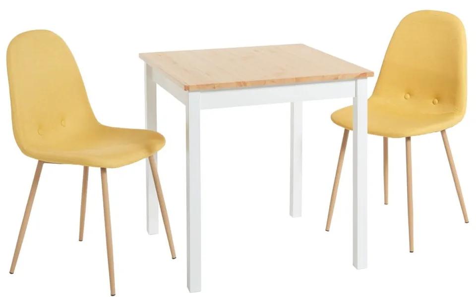 Set dining Bonami Essentials cu masă Sydney și scaune Lissy, galben-natural-alb
