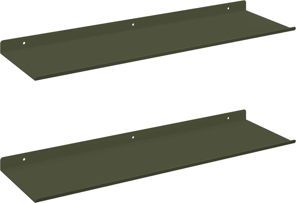 vidaXL Raft suspendat 2 pcs Verde măsliniu 60 x 18 x 2,5 cm Oțel