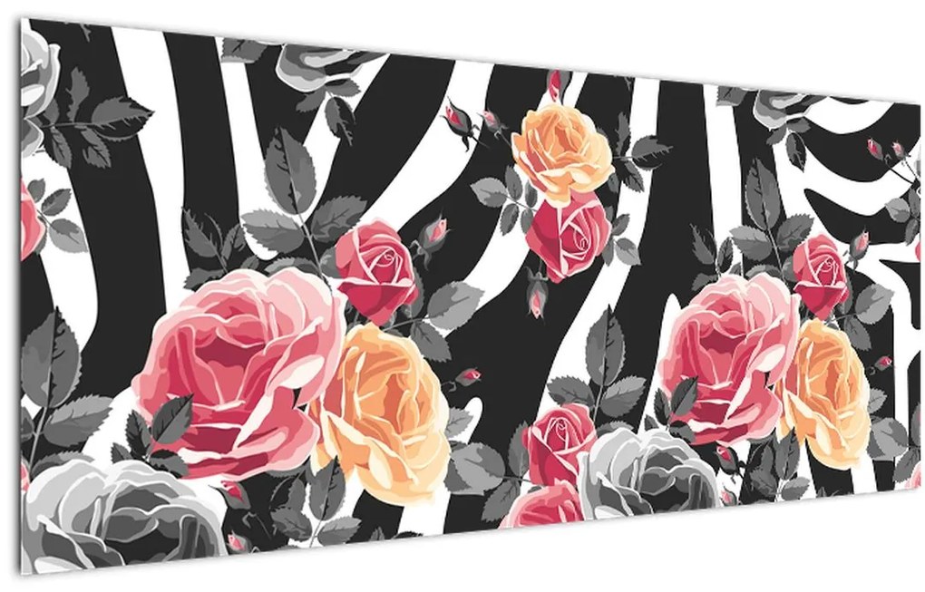 Tablou cu trandafiri înfloriți (120x50 cm)