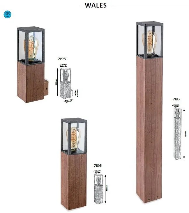 Stalp mic pentru iluminat exterior design modern IP44 Wales