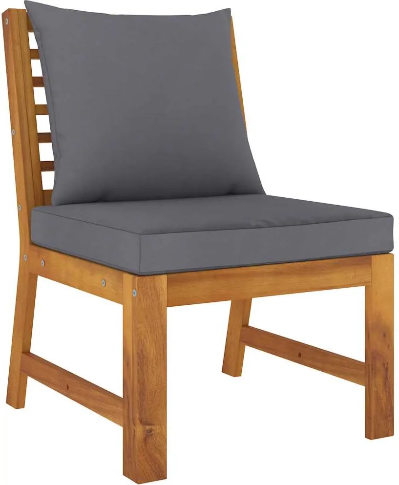 vidaXL Canapea de mijloc modulară, perne gri închis, lemn masiv acacia