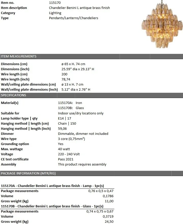 Candelabru dimabil design elegant LUX Benini L, alama antic