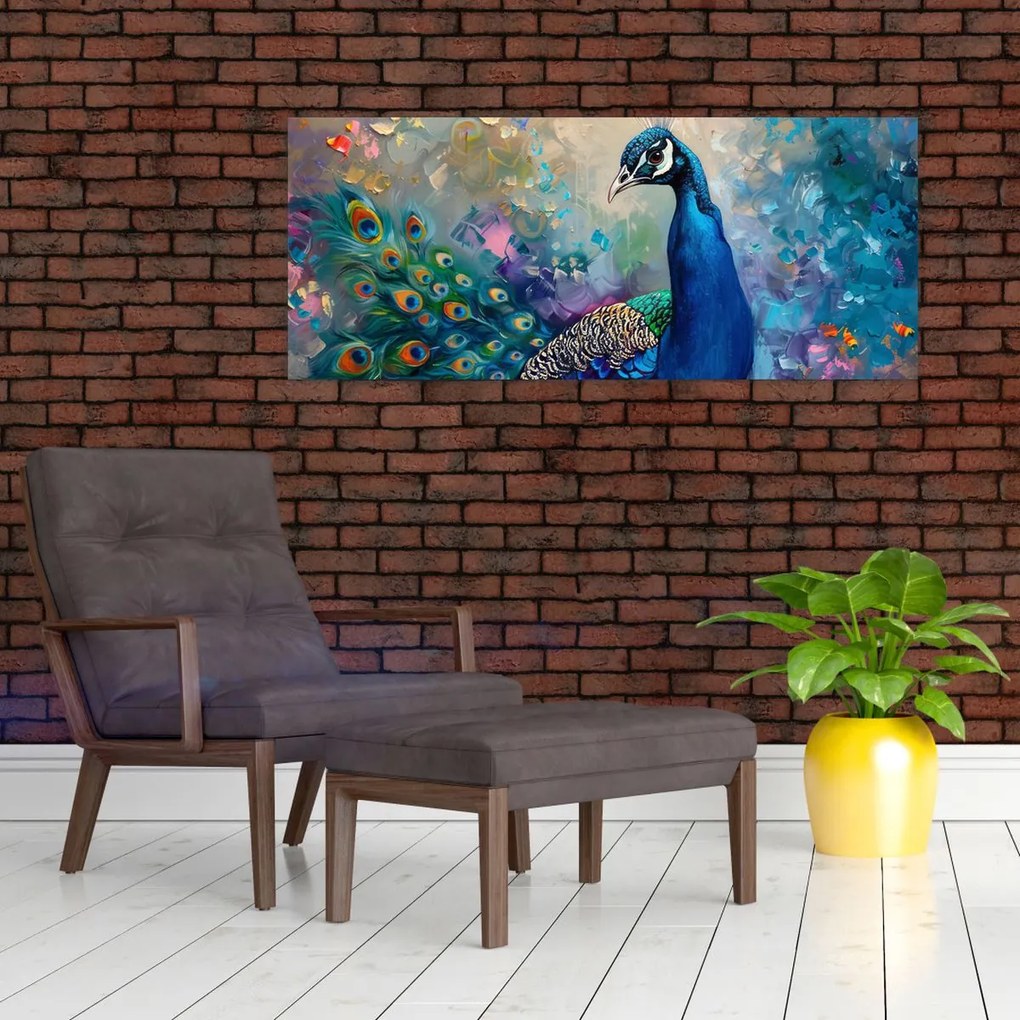 Tablou - Pictura de un păun (120x50 cm)