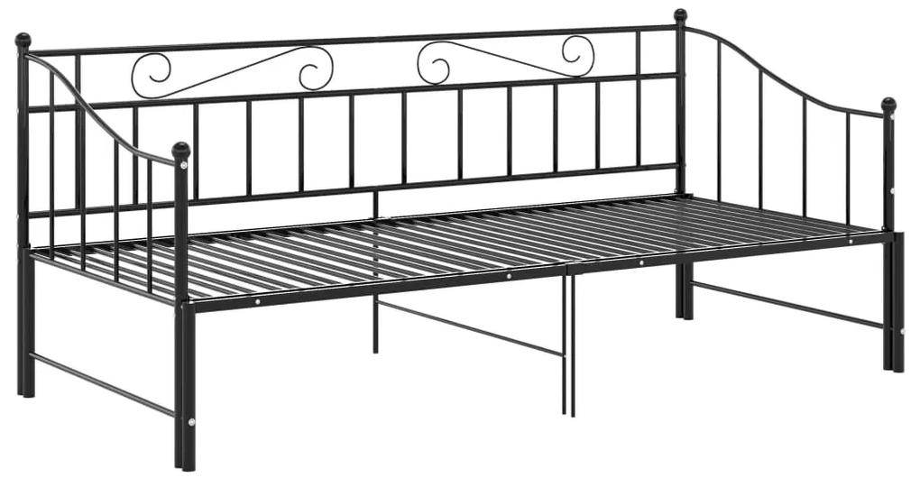 Cadru pat canapea extensibila, negru, 90x200 cm, metal Negru
