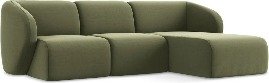 Colțar verde cu tapițerie din catifea (cu colț pe partea dreaptă/cu șezlong) Lani – Makamii