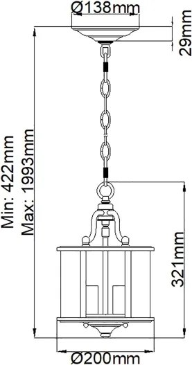 Hinkley HK-GENTRY-P-S-PB - Candelabru suspendat pe lanț GENTRY, 3xE14/60W/230V, auriu