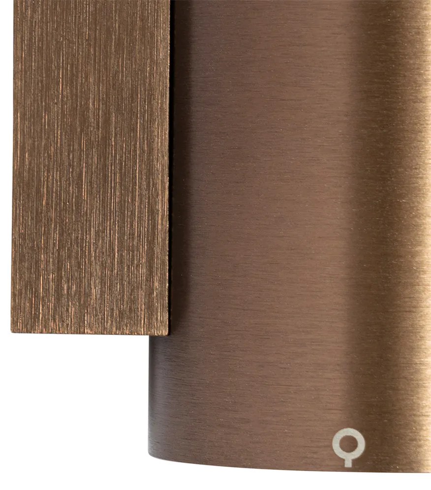 Lampă de perete inteligentă bronz închis rotundă cu 2 lumini incluzând 2 Wifi GU10 50mm - Sandy