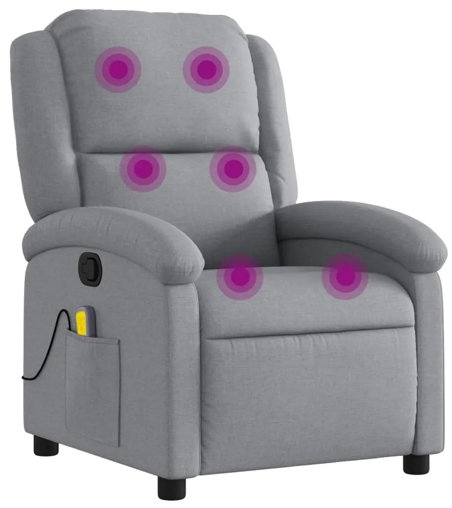 vidaXL Fotoliu de masaj rabatabil, gri deschis, textil