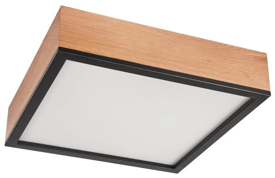 Plafonieră OAK SQUARE 4xE27/15W/230V 39x39 cm stejar/negru