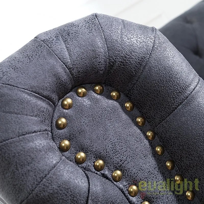 Canapea clasica stil englezesc Chesterfield 2 locuri gri antic A-37390 VC