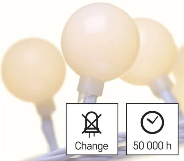 Ghirlandă LED pentru exterior, 40xLED/9m, IP44, alb cald