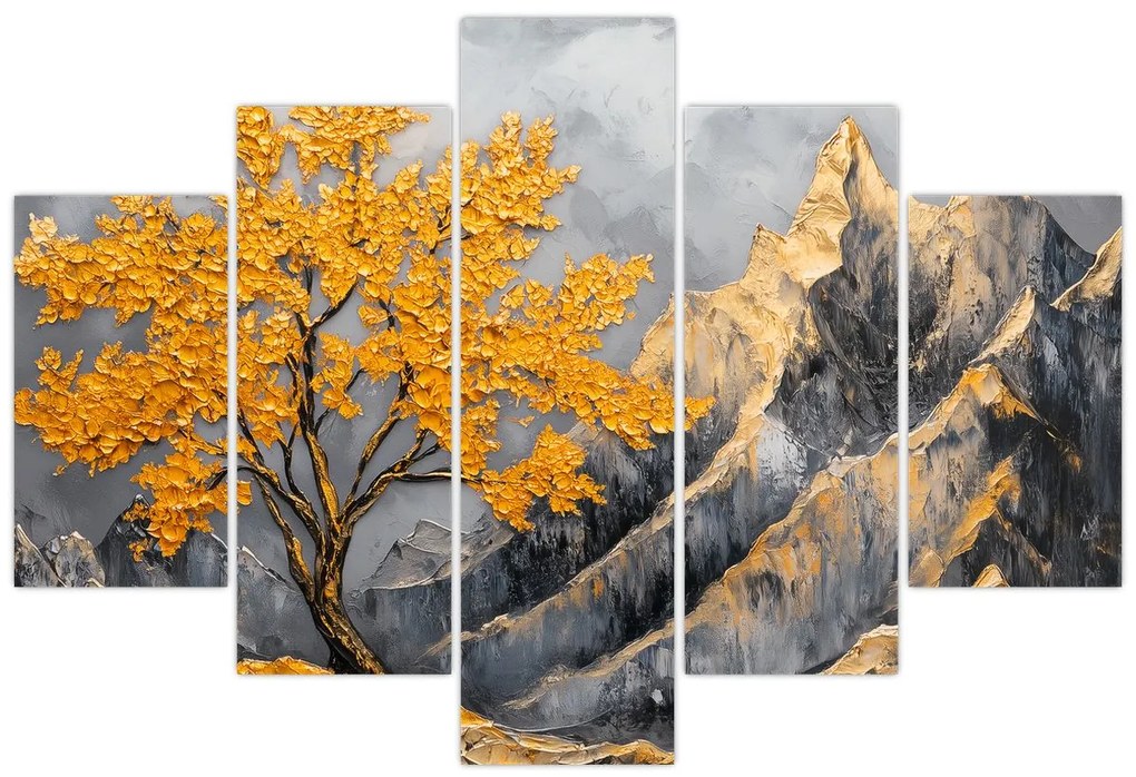 Tablou – Arbore auriu în munți (150x105 cm)