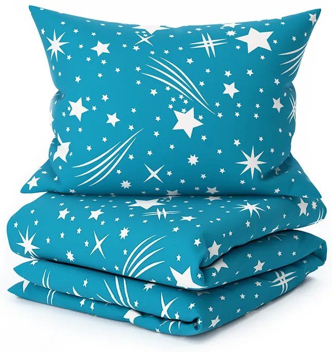Lenjerie de pat din bumbac Culoare turcoaz, NIGHT SKY