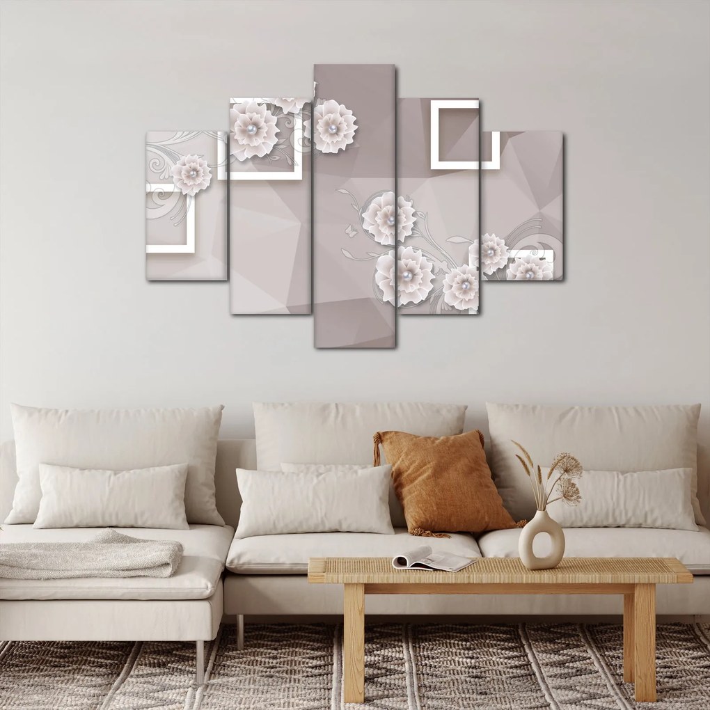 Tablou - Imagine flori bej (150x105 cm)