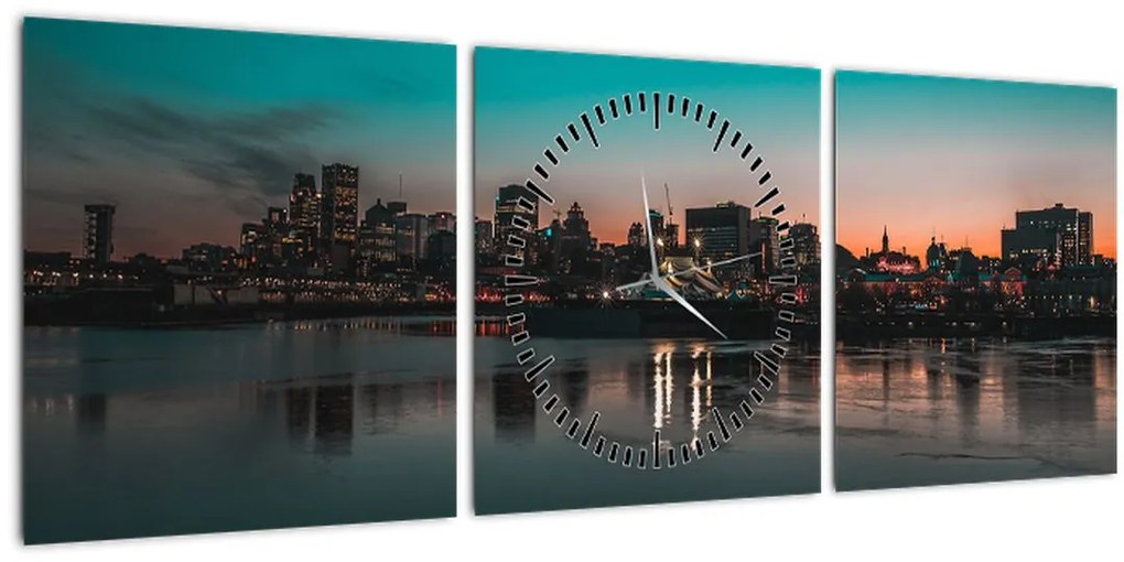 Tablou cu oraș mare (cu ceas) (90x30 cm)
