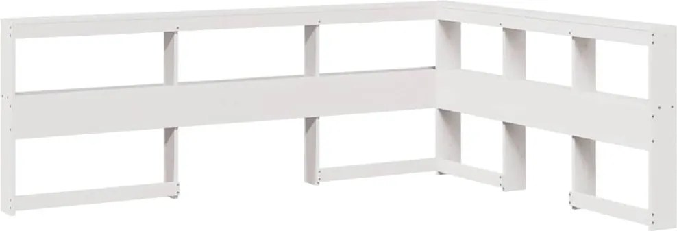 vidaXL Bibliotecă tăblie în formă de L, alb, 160 cm, lemn masiv de pin