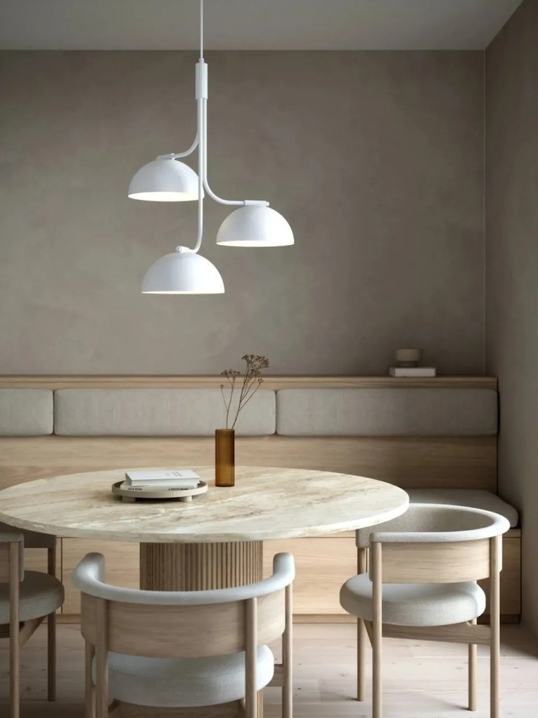 Pendul cu 3 surse de iluminat design modern TULLIO alb