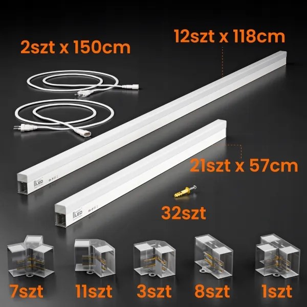 Plafonieră LED 426W, 85-265V, 4000K, 484x243 cm, CRI 90, IP44, albă