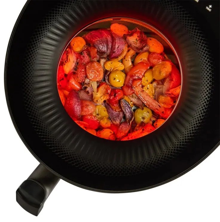 Friteuza cu aer cald Russell Hobbs SatisFry Panoramic 27420-56, 1650W, 5.5 l, 10 programe, Afisaj digital cu LED-uri, Termostat, Timer, Negru