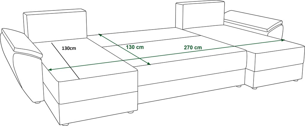 PROMO Coltar extensibil in forma de U TAVERO, mustar, 321x140 cm, calitatea II