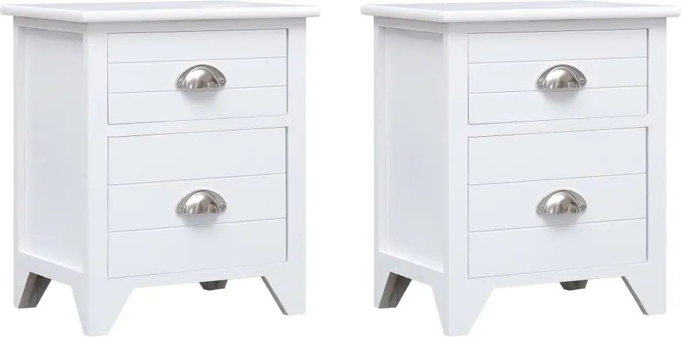 vidaXL Noptieră cu 2 sertare, 2 buc, alb