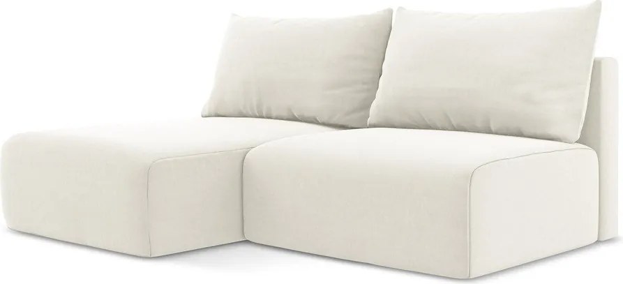 Colțar crem extensibil/cu spațiu de depozitare cu tapițerie din catifea (cu colț pe partea stângă/cu șezlong) Kalena – Makamii