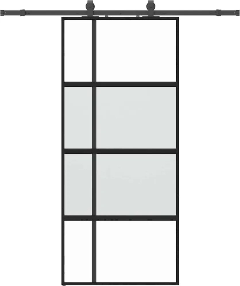 vidaXL Ușă glisantă cu set feronerie neagră 90x205cm sticlă securizată
