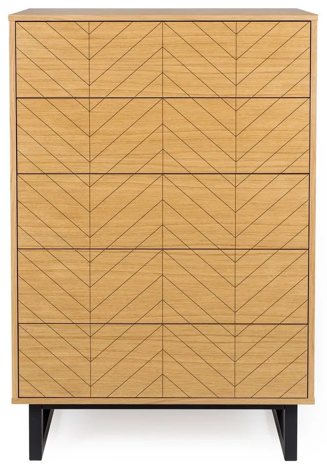 Comodă în decor de stejar Woodman Camden Herringbone Print, 80 x 123 cm