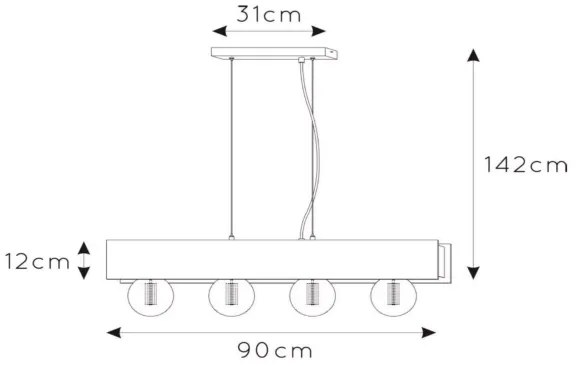 Lustră pe cablu SURTUS 4xE27/60W/230V Lucide 30474/04/30