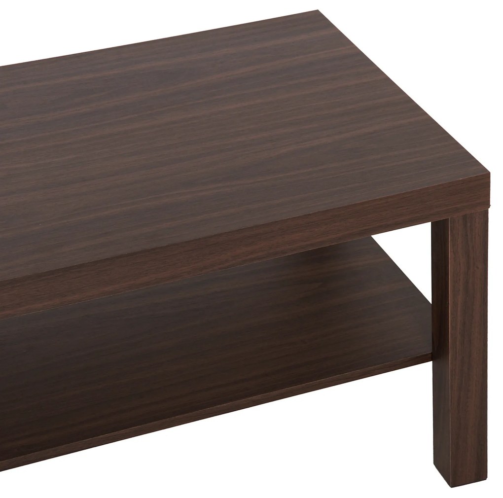 HOMCOM Măsuță de Cafea Rectangulară Clasică cu Raft Spațios de Depozitare din Lemn 90×45×44.5cm | Aosom Romania