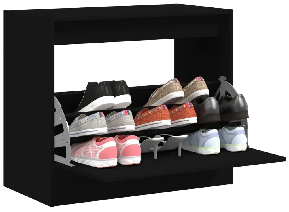 vidaXL Pantofar, negru, 80x42x69 cm, lemn prelucrat