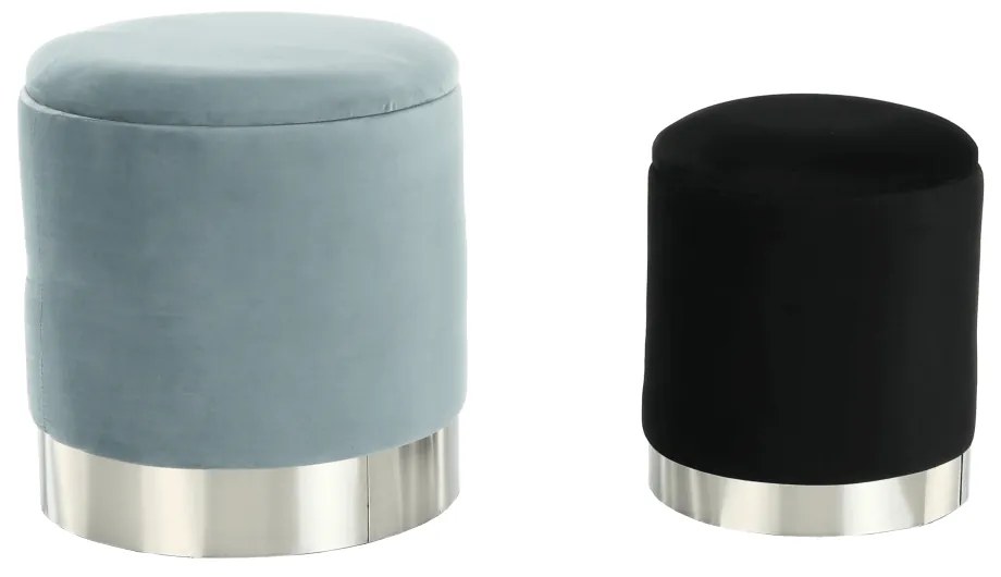 Set doua taburete, gri/crom argintiu si negru/crom argintiu, AIGUL SET