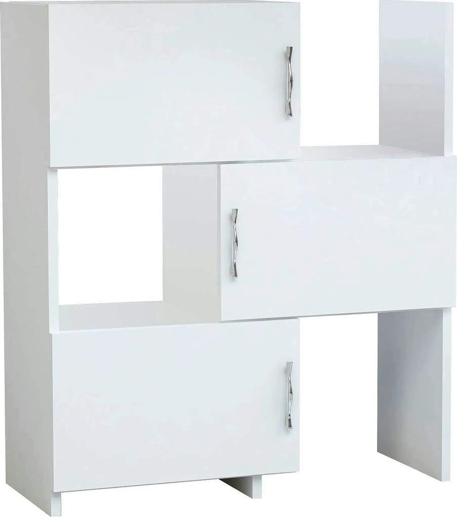 Dulap baie ANNA, alb, PAL melaminat, cu 3 usi, 65x32x90 cm