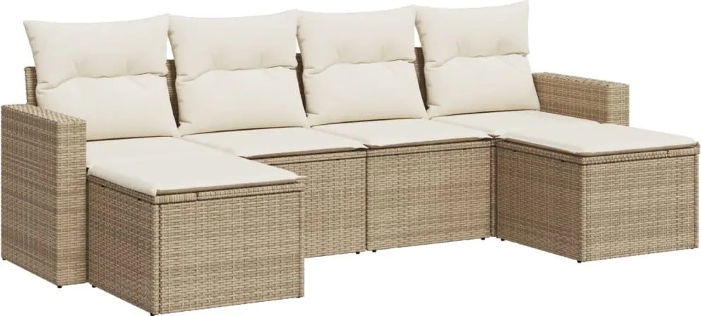 vidaXL Set canapele de grădină cu perne, 6 piese, bej, poliratan