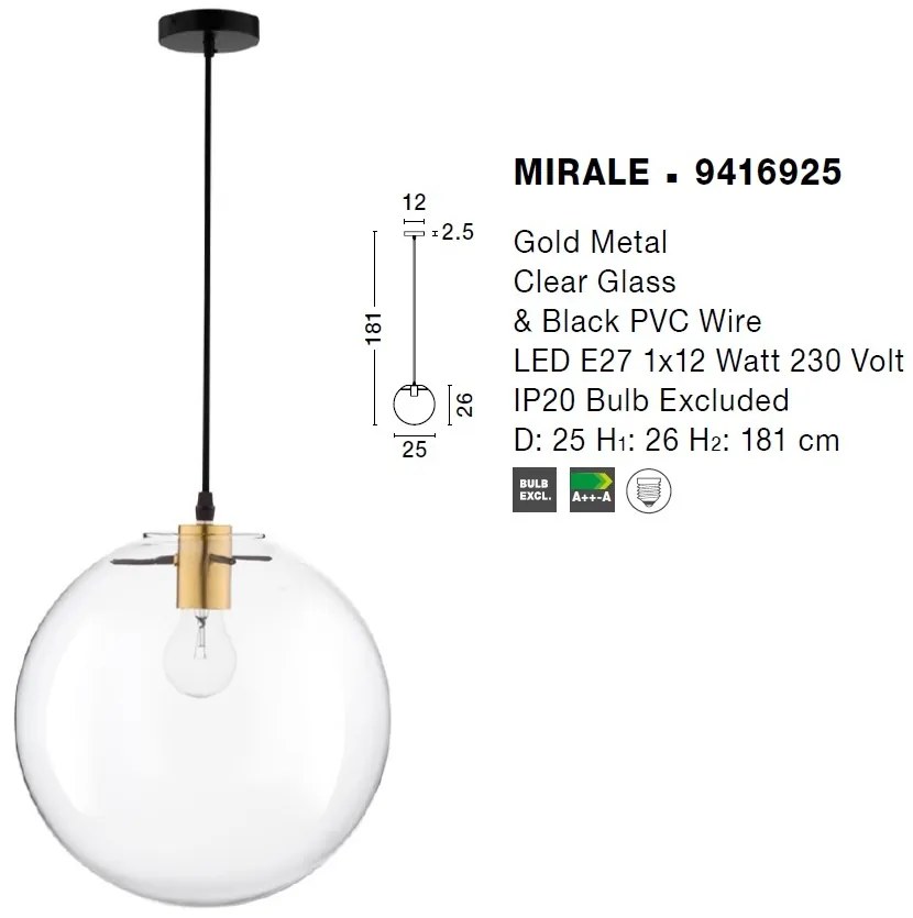 Lustra, Pendul design modern MIRALE, 25cm