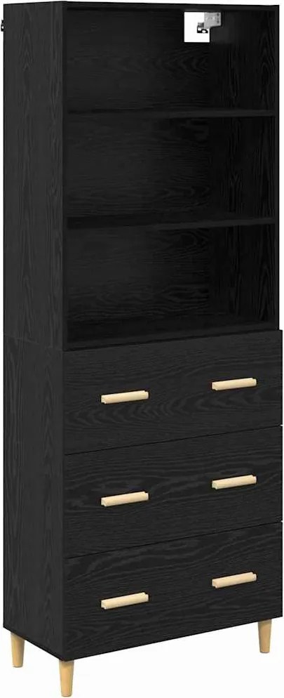 vidaXL Bufet cu sertar Stejar Negru 69,5 x 32,5 x 180 cm Lemn compozit