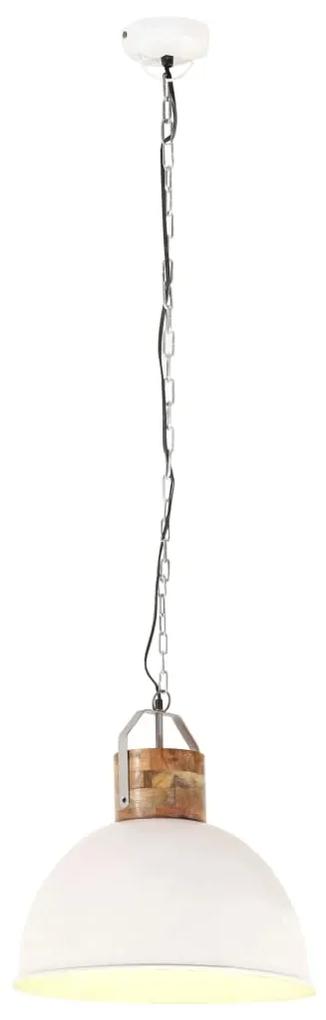 Lampa suspendata industriala, alb, 51 cm, lemn mango E27 rotund 51 cm, Alb, 1, 51 cm
