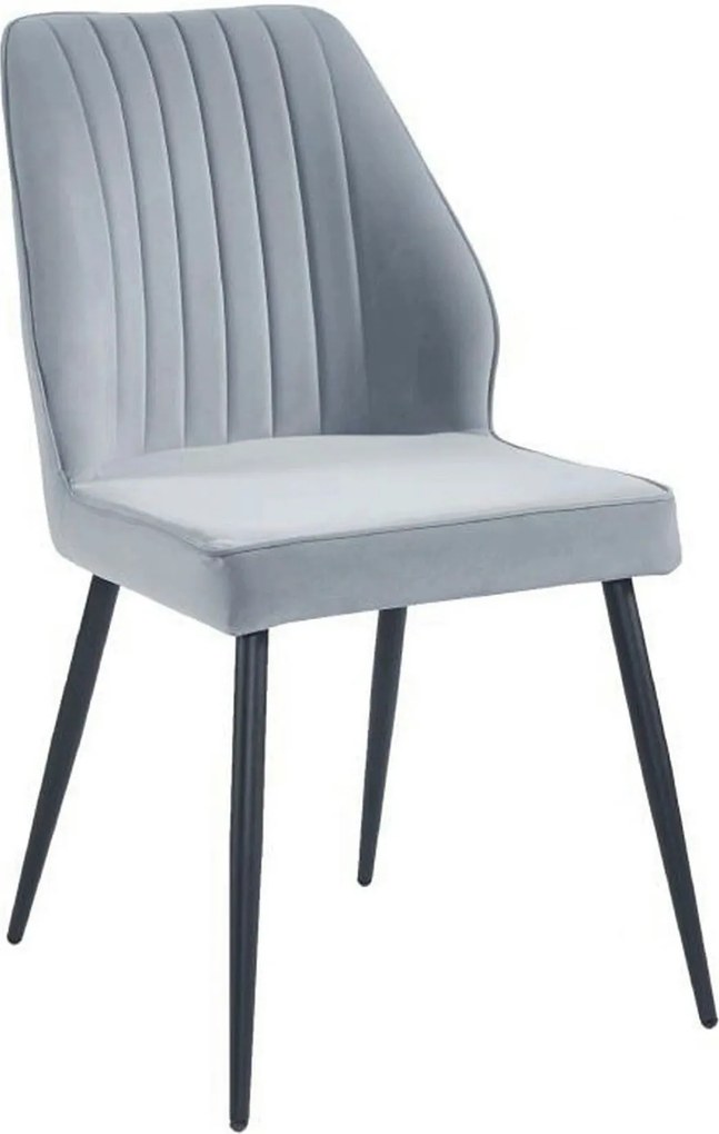 Scaun DEX, gri deschis/negru, stofa catifelata/metal, 61x49x86 cm