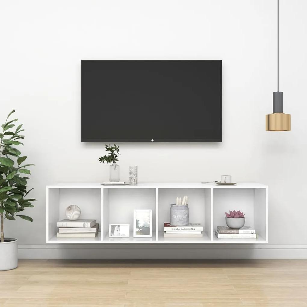 Dulap TV montat pe perete, alb, 37x37x142,5 cm, PAL 1, Alb, 37 x 37 x 142.5 cm