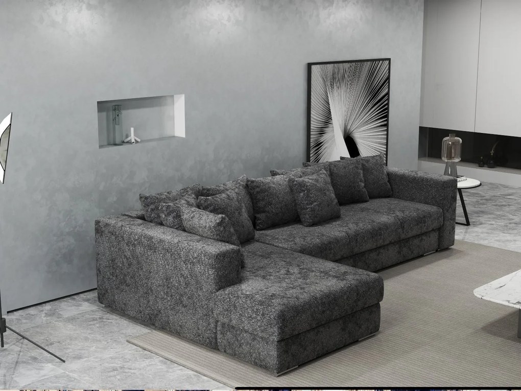 Colțar extensibil dumonde cu ladă de depozitare si sezut confortabil din spuma high-density, Gloria Euphoria Black 320x183 cm