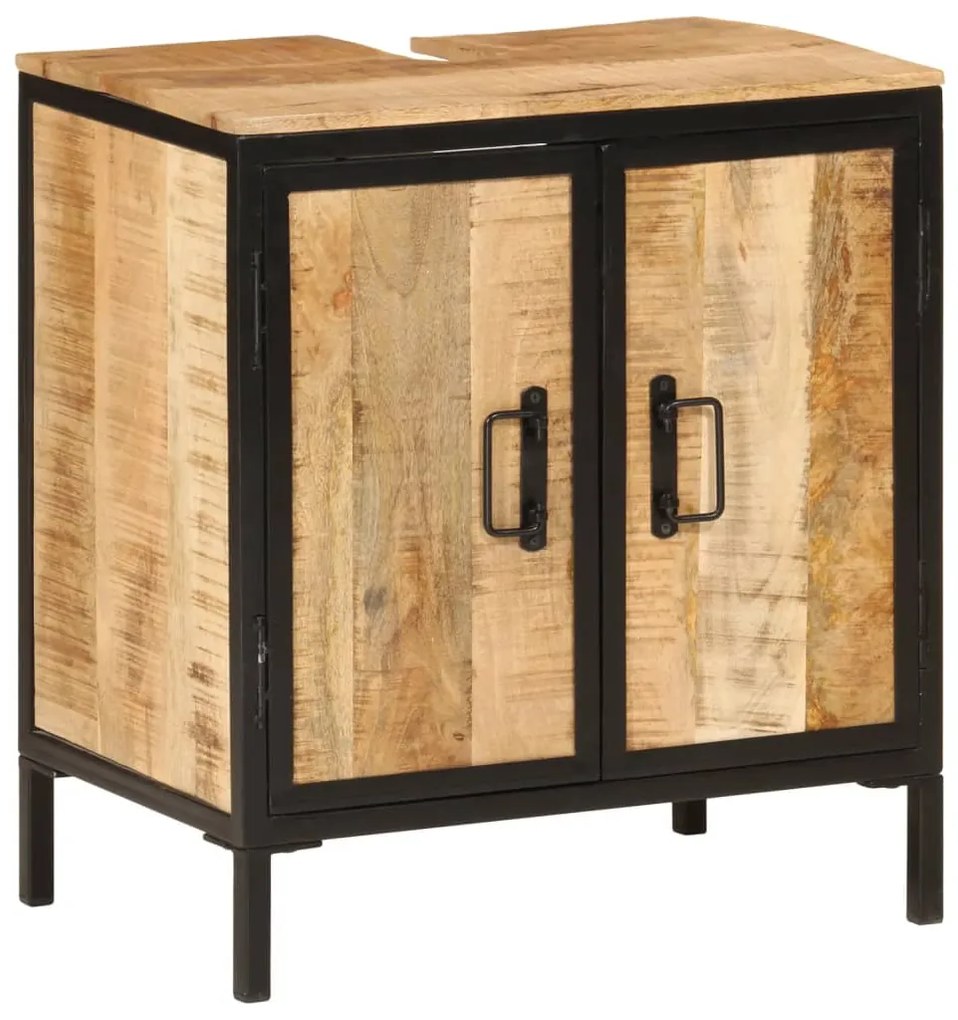 vidaXL Dulap pentru chiuvetă de baie 55x35x60 cm lemn masiv mango&amp;fier