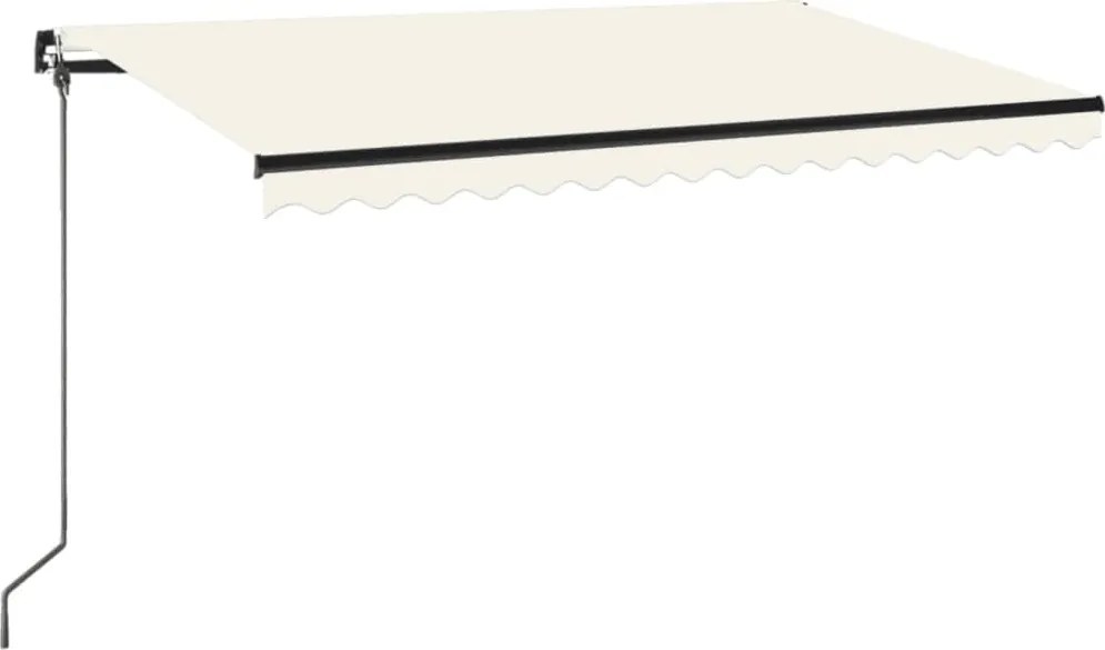 vidaXL Copertină retractabilă manual cu LED, crem, 450x350 cm