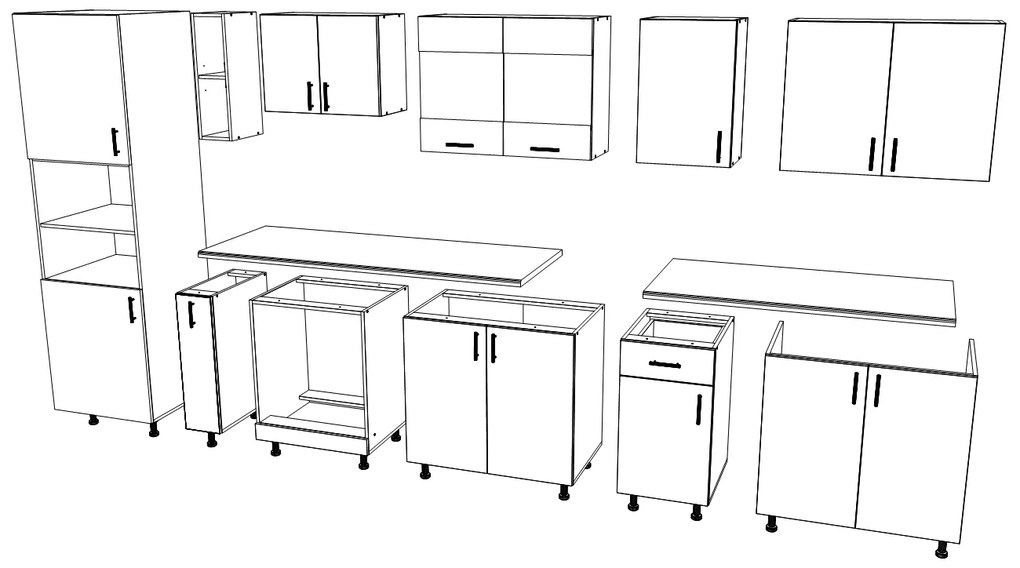 Set haaus V33, Stejar Bronz/Alb, Blat Thermo 28 mm, L 340 cm