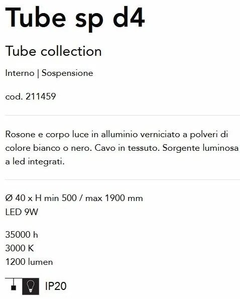 Pendul LED design modern minimalist Tube sp d4 alb